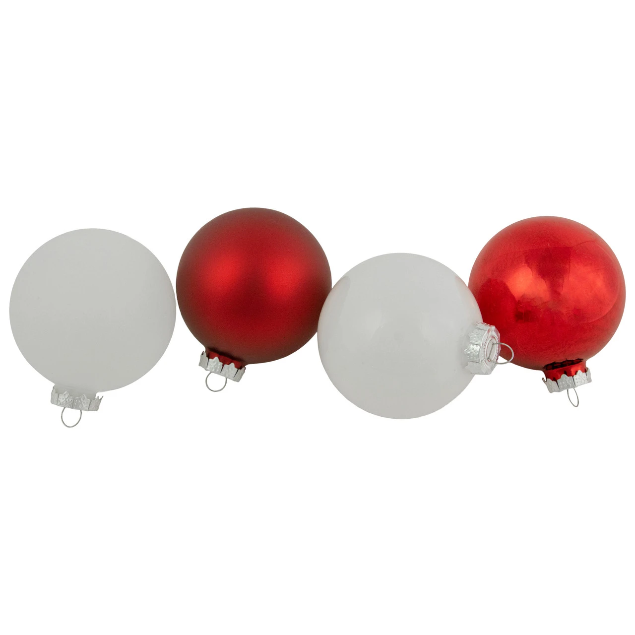 96ct Red And White 3-Finish Christmas Glass Ball Ornaments 3.25" (80mm) 1 96ct Red And White 3-Finish Christmas Glass Ball Ornaments 3.25" (80mm)