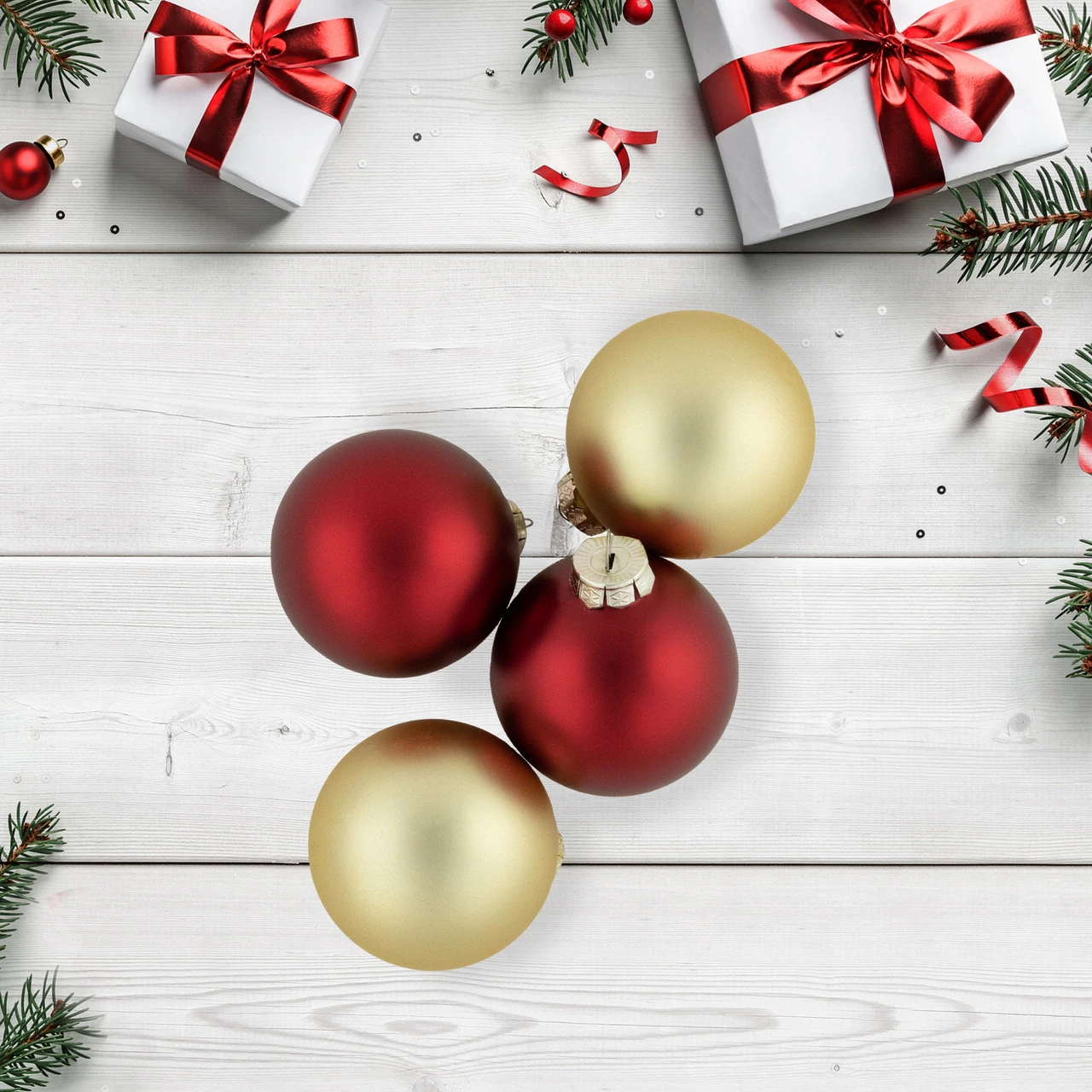 72ct Red And Gold Matte Glass Christmas Ball Ornaments 4" (100mm) 2 72ct Red And Gold Matte Glass Christmas Ball Ornaments 4" (100mm) - Image 2