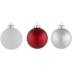 72ct Red, Silver And White Shiny And Matte Glass Ball Christmas Ornaments 3.25-4" -Christmas Trees Shop northlight wy15215 1 17447.1677088460