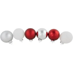 72ct Red, Silver And White Shiny And Matte Glass Ball Christmas Ornaments 3.25-4" -Christmas Trees Shop northlight wy15215 2 30281.1677088460