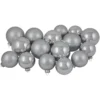 72ct Silver Shiny And Matte Christmas Glass Ball Ornaments 4" (100mm)