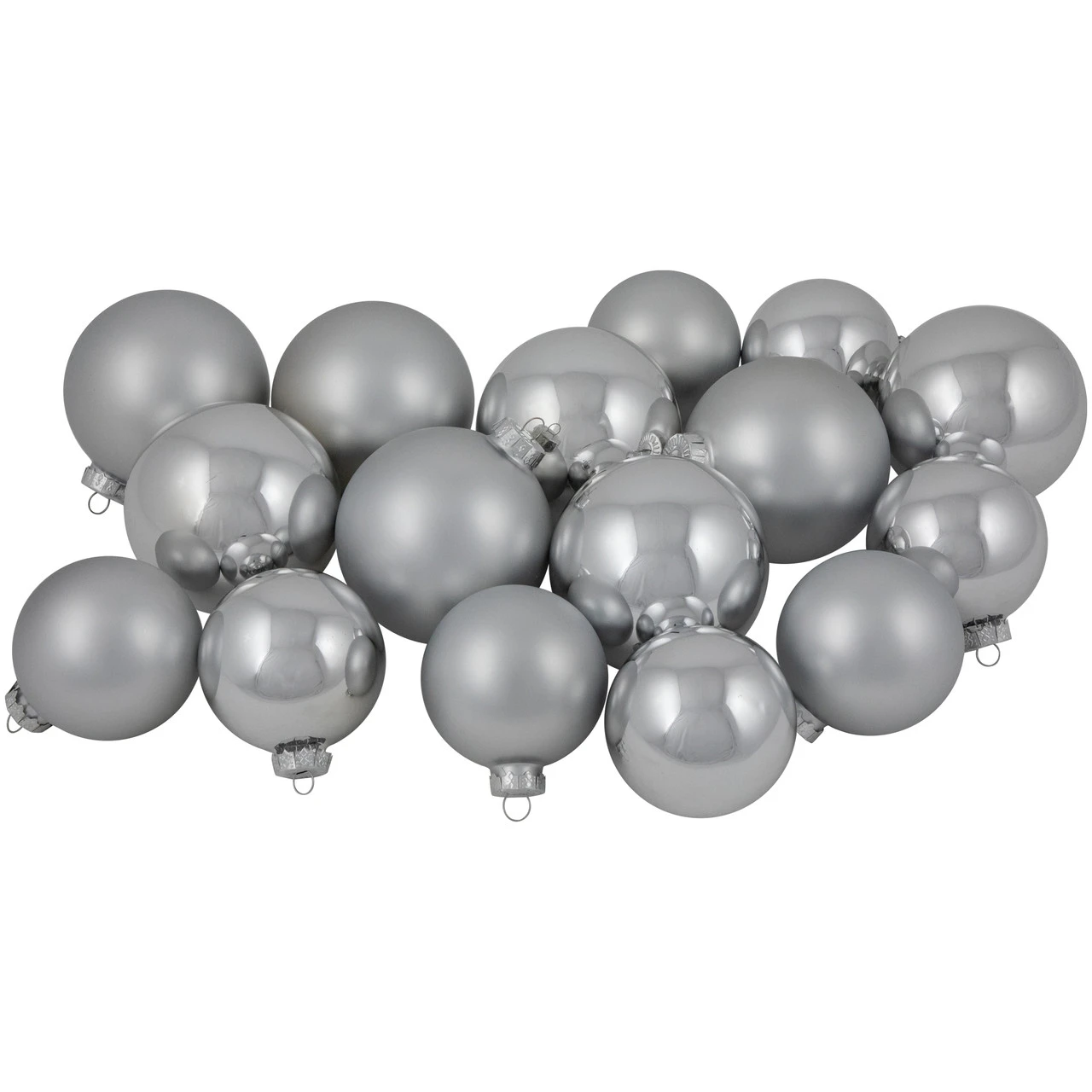72ct Silver Shiny And Matte Christmas Glass Ball Ornaments 4" (100mm) 1 72ct Silver Shiny And Matte Christmas Glass Ball Ornaments 4" (100mm)