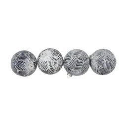 4ct White And Gray Antique Glass Christmas Ball Ornaments 4" (100mm)