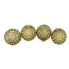 4ct Gold Glitter Flake Christmas Glass Ball Ornaments 4" (100mm)