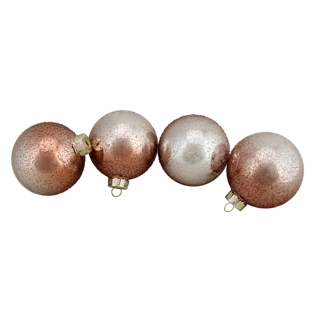 4ct Brown And Silver Hand Blown Shiny Glass Christmas Ball Ornaments 3.25" (80mm) 2 4ct Brown And Silver Hand Blown Shiny Glass Christmas Ball Ornaments 3.25" (80mm) - Image 2