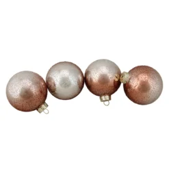 4ct Brown And Silver Hand Blown Shiny Glass Christmas Ball Ornaments 3.25" (80mm)