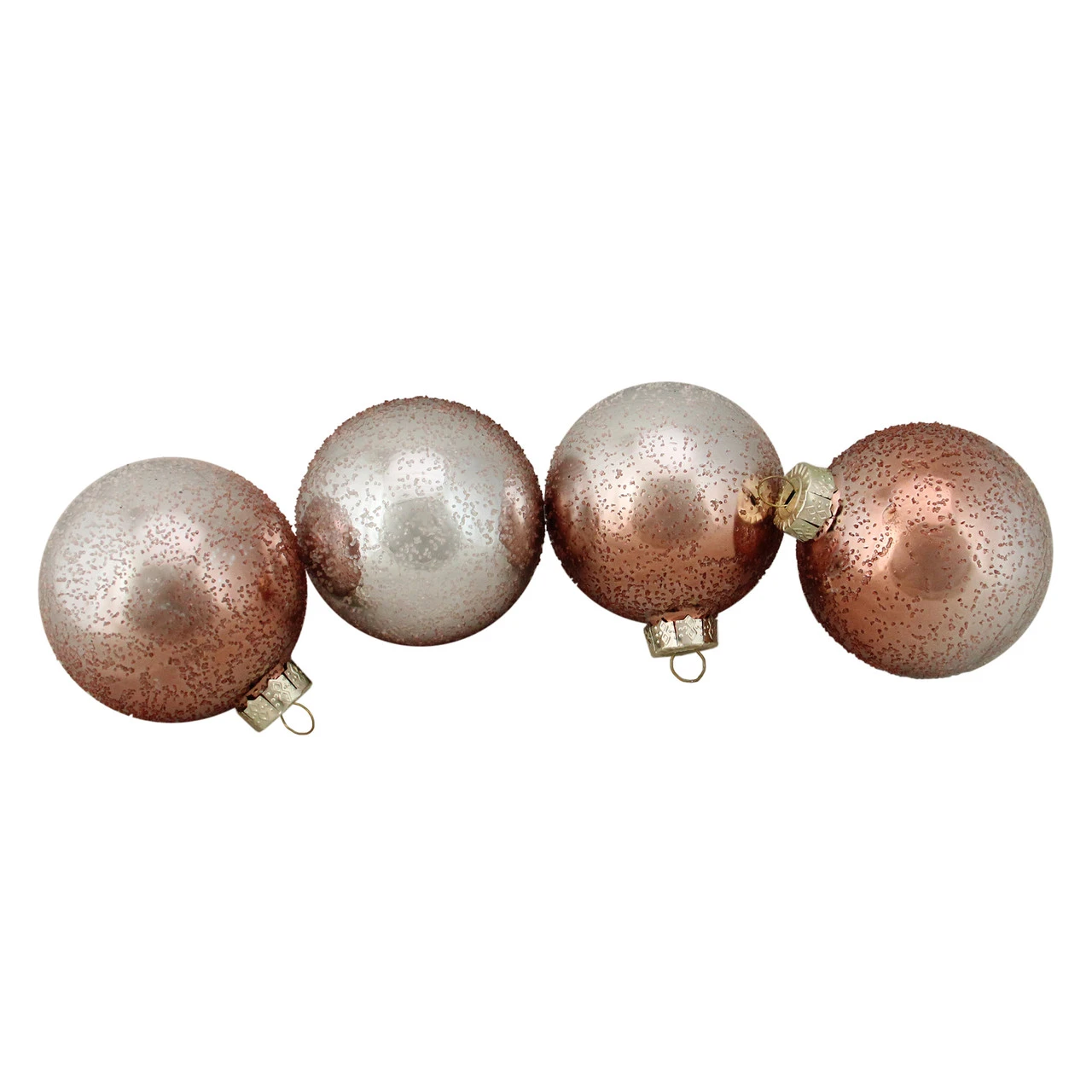 4ct Brown And Silver Hand Blown Shiny Glass Christmas Ball Ornaments 3.25" (80mm) 1 4ct Brown And Silver Hand Blown Shiny Glass Christmas Ball Ornaments 3.25" (80mm)