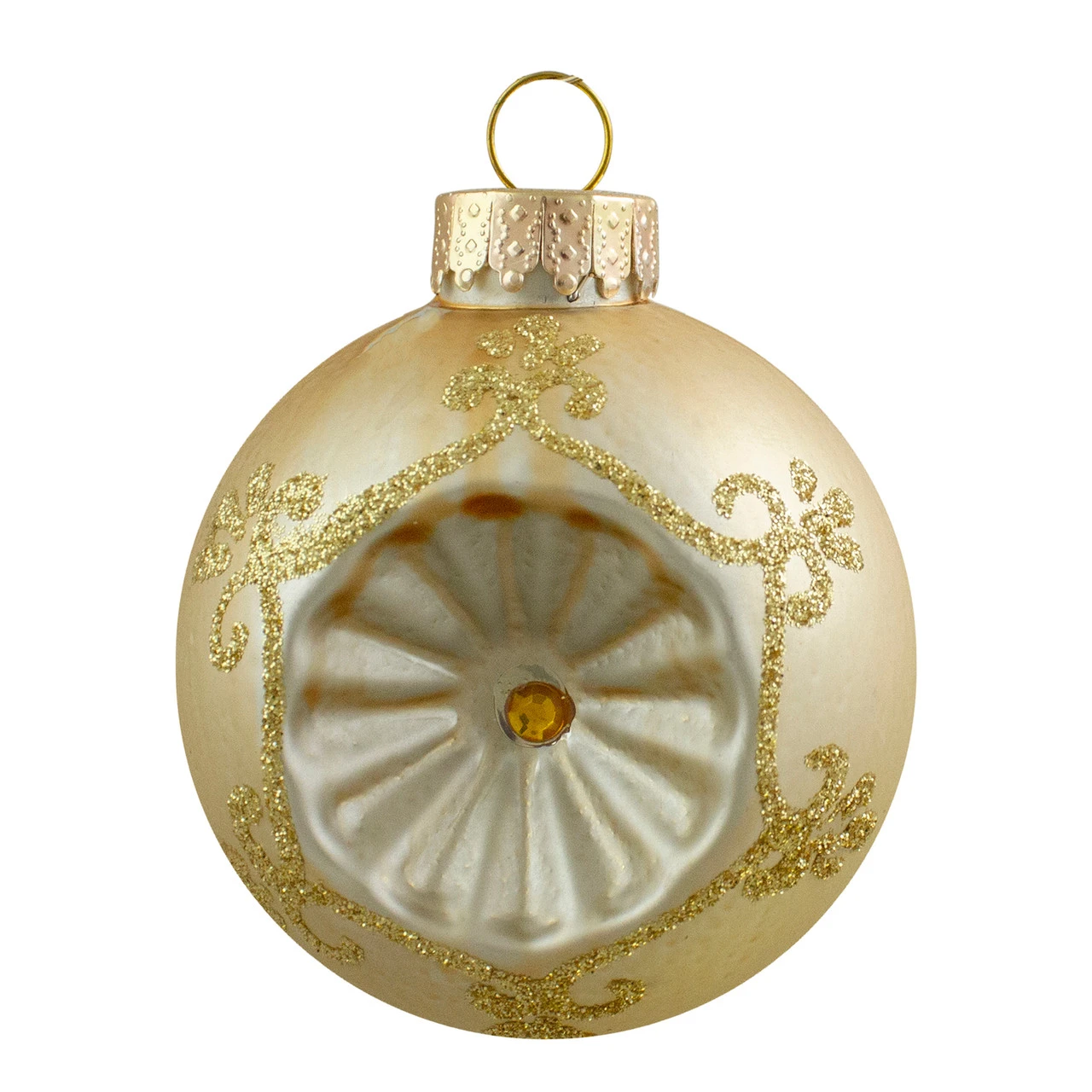 6ct Gold 2-Finish Retro Reflector Glass Christmas Ball Ornaments 2.75" (70mm) 2 6ct Gold 2-Finish Retro Reflector Glass Christmas Ball Ornaments 2.75" (70mm) - Image 2
