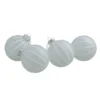 4ct Clear Frosted And White Glitter Striped Matte Glass Christmas Ball Ornaments 3.5" (90mm)