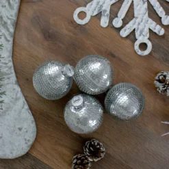 4ct Silver Sequin Christmas Ball Ornaments 2.75" (70mm) -Christmas Trees Shop northlight wy27609 3 05265.1667572621