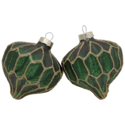 4ct Green With Gold Glitter Onion And Finial Glass Christmas Ornaments 4.75" -Christmas Trees Shop northlight wy88837 2 updated2022 19166.1677045419