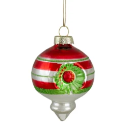 4ct Red, Green And Silver Vintage Glass Christmas Ornaments 3.25-Inch (80mm) -Christmas Trees Shop northlight wy88838 3 71588.1667560490