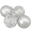 4ct Silver And Clear Glass 2-Finish Christmas Ball Ornaments 3.25-Inch (80mm)