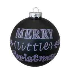 4ct Matte Black Merry Little Christmas Glass Ball Ornaments 2.5-Inch (65mm) -Christmas Trees Shop northlight wy88864 2 updated 36481.1667560492