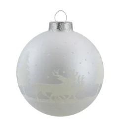 4ct Matte And Frosted White Glass Hanging Christmas Ball Ornaments 3.25" (80mm) -Christmas Trees Shop northlight wy88866 2 93468.1667510411