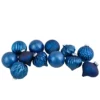 Set Of 12 Blue Finial And Glass Ball Christmas Ornaments