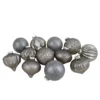 Set Of 12 Neutral Tone Finial And Glass Ball Christmas Ornaments