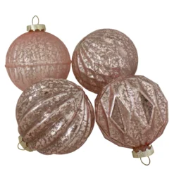 Set Of 12 Blush Pink Finial And Glass Ball Christmas Ornaments -Christmas Trees Shop northlight wy88873 fix 3 06804.1667573337