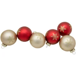 6ct Red And Gold Snowflake Glass Ball Christmas Ornaments 2.5" -Christmas Trees Shop northlight wy88879 4 updated2022 73995.1677088547