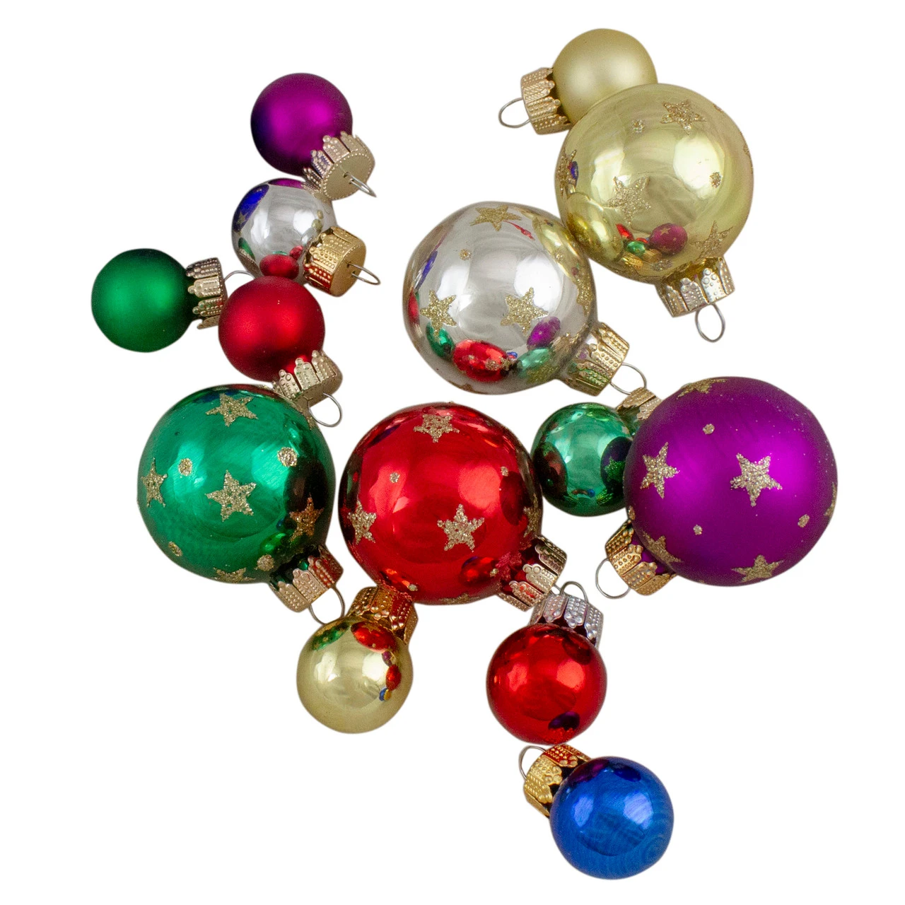 16-Piece Set Of Assorted Multi-Color Glass Ball Christmas Ornaments With Tree Topper 2 16-Piece Set Of Assorted Multi-Color Glass Ball Christmas Ornaments With Tree Topper - Image 2