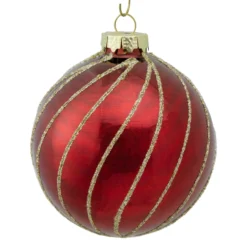 4ct Burgundy Red And Gold Glitter Striped Glass Christmas Ball Ornaments 3" (76mm) -Christmas Trees Shop northlight wy88920 3 updated2022 64023.1677045302