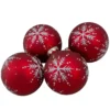 Set Of 4 Matte Red Glass Ball Christmas Ornaments 3.25-Inch (80mm)