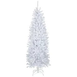 6.5’ Pre-Lit Slim Geneva White Spruce Artificial Christmas Tree, Blue Lights