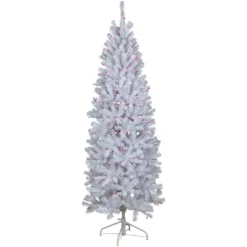6.5’ Pre-Lit Slim Geneva White Spruce Artificial Christmas Tree, Pink Lights