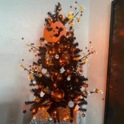 4ft Pre-Lit Black Noble Spruce Artificial Halloween Tree, Orange Lights -Christmas Trees Shop northlight z92380 cxpic2 85674.1669140865