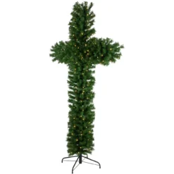7' Pre-Lit Artificial Pine Christmas Cross - Warm White LED Lights -Christmas Trees Shop northlight z94305 2 16516.1683905722
