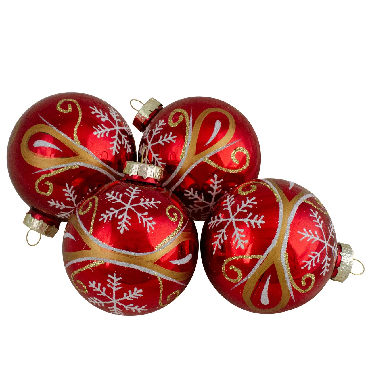 4ct Red And Gold Glass Hanging Christmas Ball Ornaments 2.5-Inch (67mm) 1 4ct Red And Gold Glass Hanging Christmas Ball Ornaments 2.5-Inch (67mm)