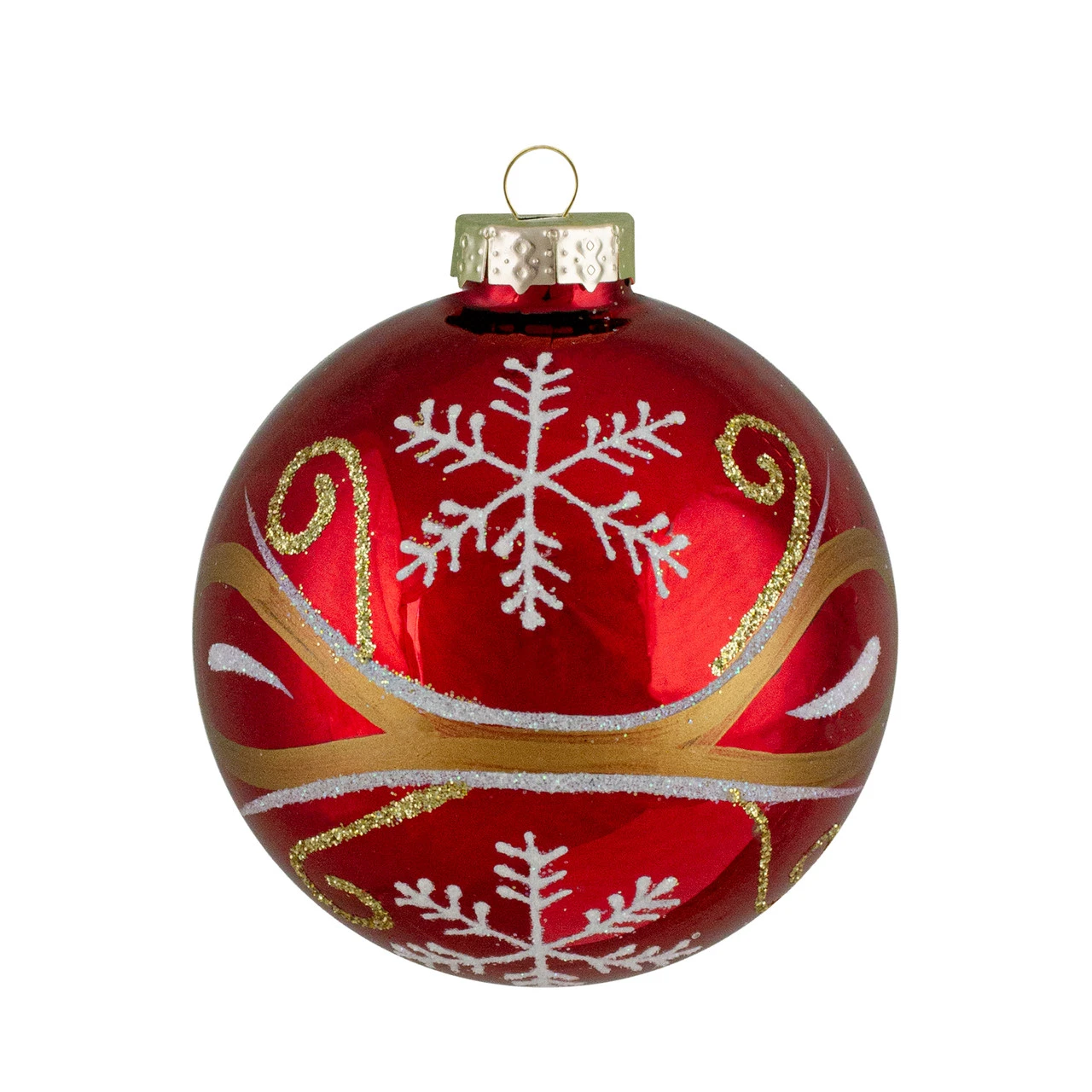 4ct Red And Gold Glass Hanging Christmas Ball Ornaments 2.5-Inch (67mm) 3 4ct Red And Gold Glass Hanging Christmas Ball Ornaments 2.5-Inch (67mm) - Image 3