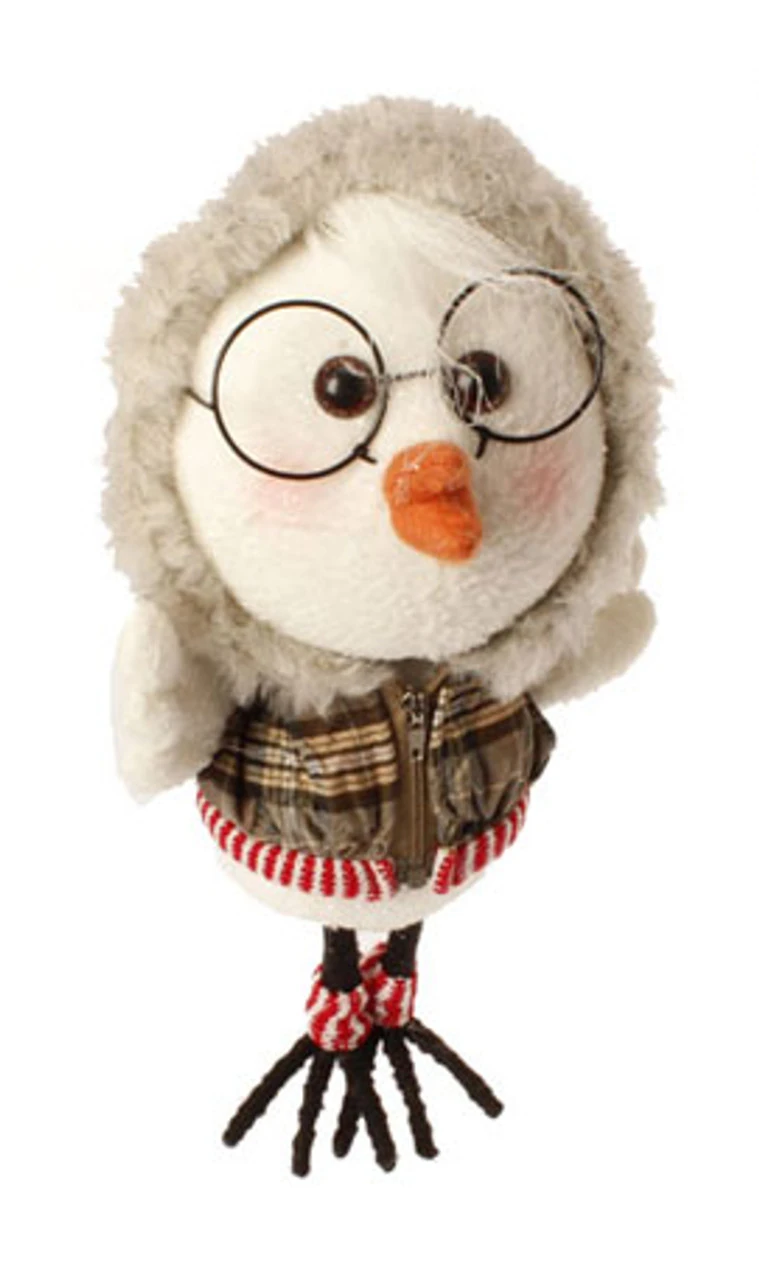 9" White And Brown Plaid Trimmed Hoodie Bird Christmas Ornament 1 9" White And Brown Plaid Trimmed Hoodie Bird Christmas Ornament