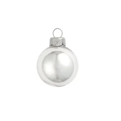6ct Pearl White Silver Shiny Glass Christmas Ball Ornaments 4" (100mm)
