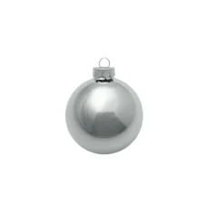 8ct Silver Shiny Glass Christmas Ball Ornaments 3.25" (80mm)