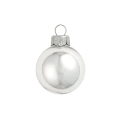 12ct Silver Shiny Glass Christmas Ball Ornaments 2.75" (70mm)