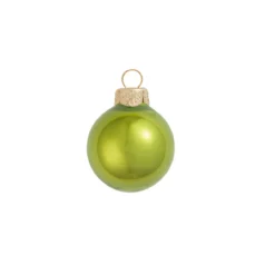 40ct Kiwi Green Pearl Glass Christmas Ball Ornaments 1.5" (40mm)