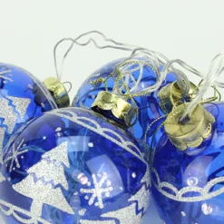 4ct Blue Glass 2-Finish LED Lighted Christmas Ball Ornaments 3.25" (80mm) -Christmas Trees Shop penn2014 24360 13397.1667601507