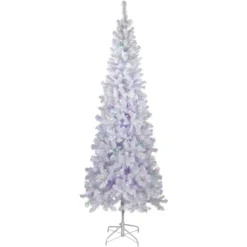 7.5' Pre-Lit White Winston Pine Artificial Christmas Tree, Multi LED Lights