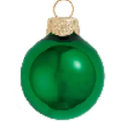 40ct Green Shiny Glass Christmas Ball Ornaments 1.25" (30mm)