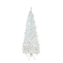 7.5' Pre-Lit White Pencil Pine Artificial Christmas Tree - Warm White LED Lights