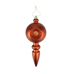 4ct Orange Retro Reflector Shatterproof Matte Christmas Finial Ornaments 7.5"