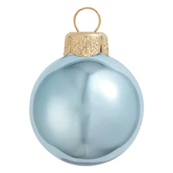 2ct Sky Blue And Gold Shiny Glass Christmas Ball Ornaments 6" (150mm)