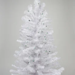 4' Pre Lit White Iridescent Pine Artificial Christmas Tree - Green Lights