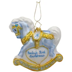 Christopher Radko Baby's First Christmas Blue Foal Glass Ornament 1020687