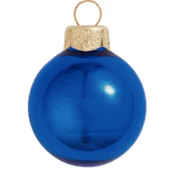 40ct Cobalt Blue And Gold Shiny Glass Christmas Ball Ornaments 1.25" (30mm)
