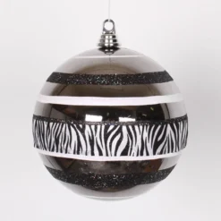 Black And White Zebra Print 2-Finish Shatterproof Christmas Ball Ornament 8" (200mm)