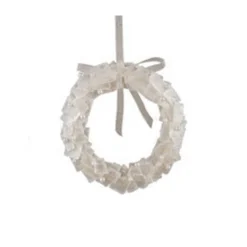 5" Pearl White Winter Artificial Christmas Wreath Ornament