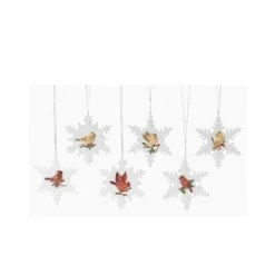 Club Pack Of 12 White And Green Cardinal On Snowflake Christmas Ornaments 4"