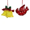 Club Pack Of 24 Yellow And Red Happy Holiday Bell And Cardinal Christmas Ornaments 4.25"
